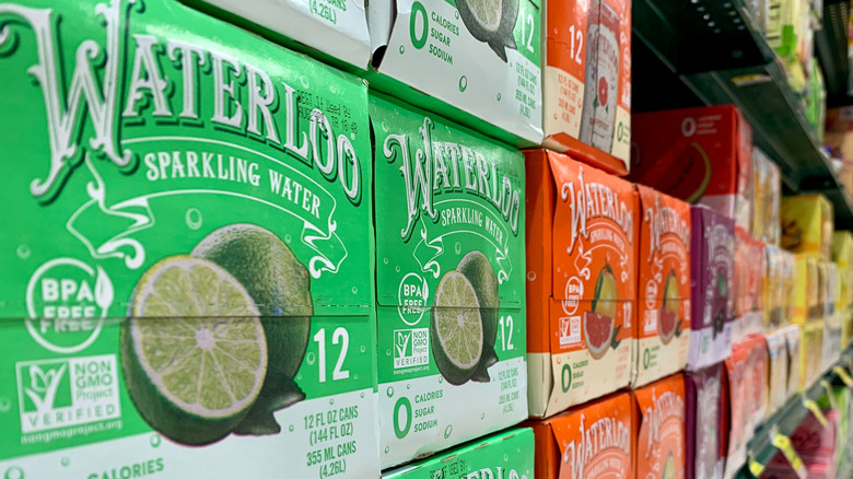 Cases of Waterloo sparkling water