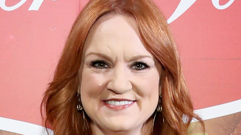 A close-up of Ree Drummond wearing dangling earrings