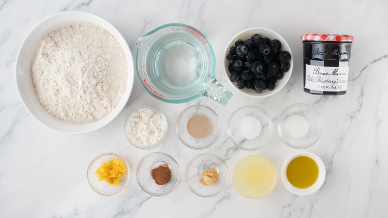 Ingredients for lemon blueberry bread