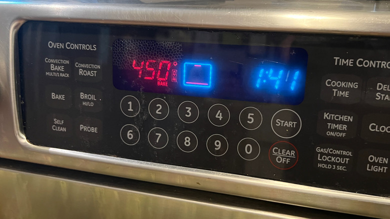 Oven temperature screen reading 450 F