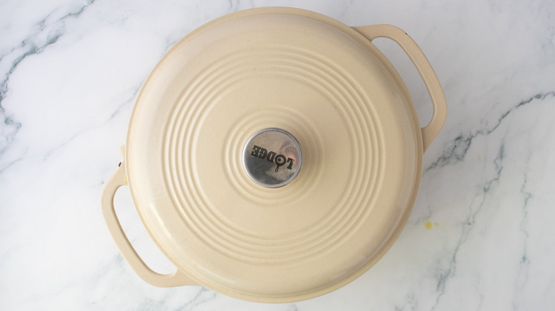 Dutch oven with lid on top