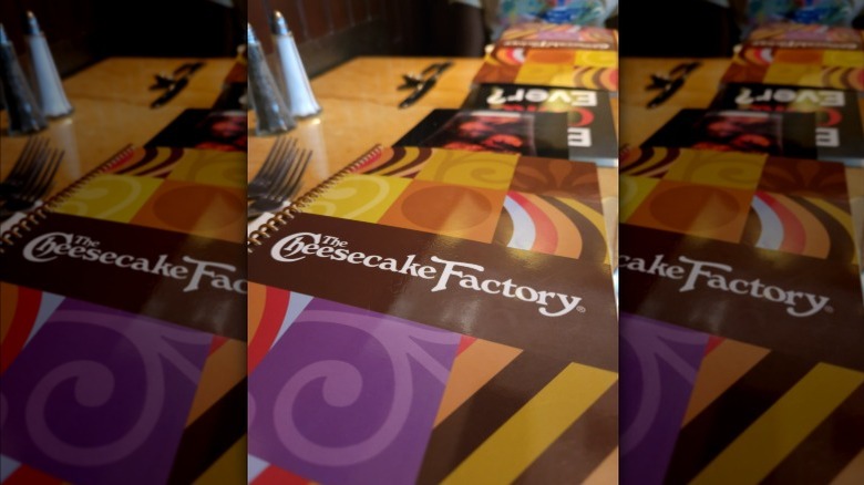 Closeup of Cheesecake Factory menu