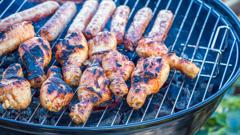 Burnt chicken on the grill