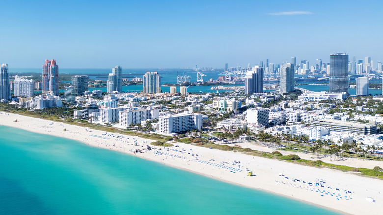 Miami skyline and ocean