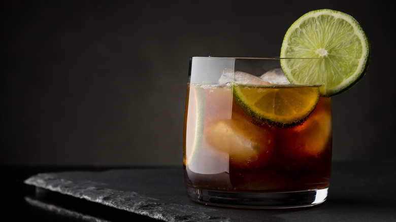 Cuba libre against a black background