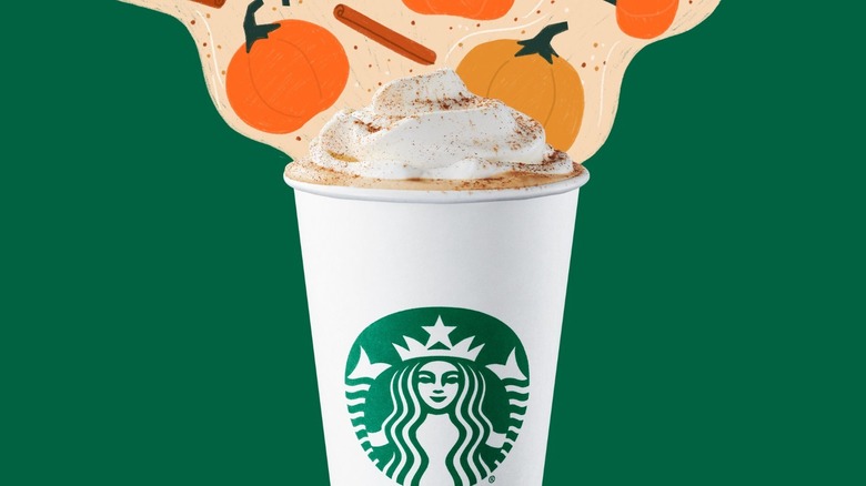 Starbucks Pumpkin Spice Latte with pumpkin graphic