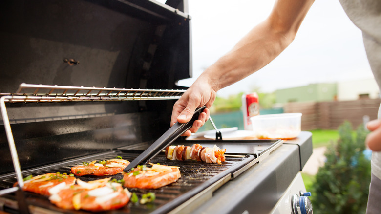 grilling meat for BBQ