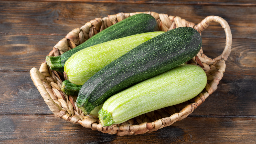 Zucchinis in a basket