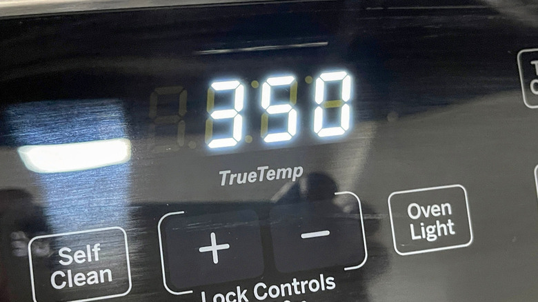 Oven temperature screen set to 350 F