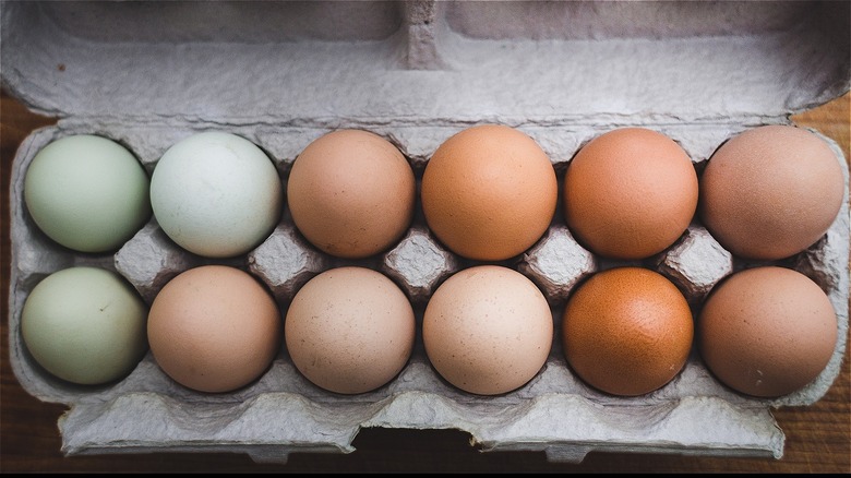 Eggs in a brown carboard container