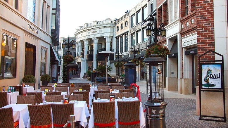 Restaurant patio at Rodeo Drive in Beverly Hills, California.