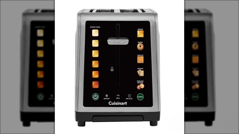 side view of touchscreen toaster with various settings