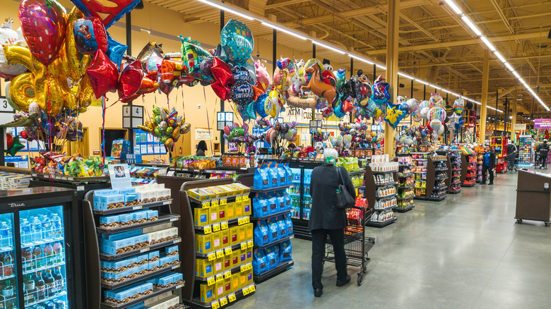 Wegmans checkout area with balloons