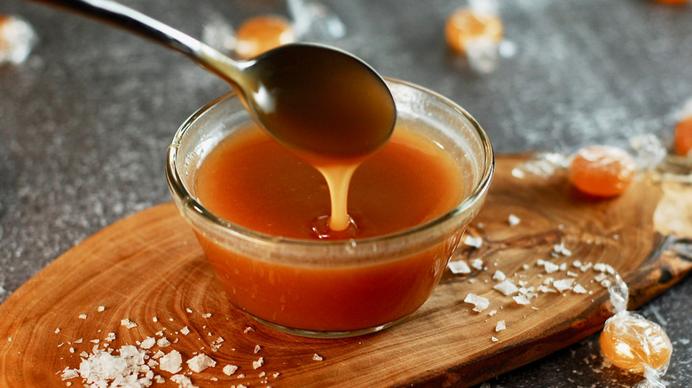 Salted caramel in a glass bowl