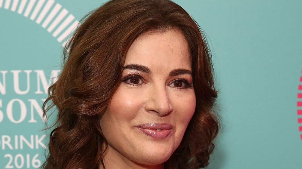 Nigella Lawson with curled hair