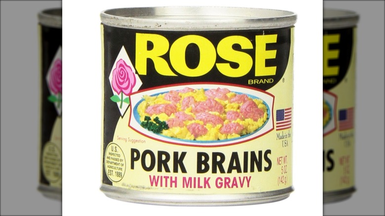 Rose brand canned pork brains in milk gravy