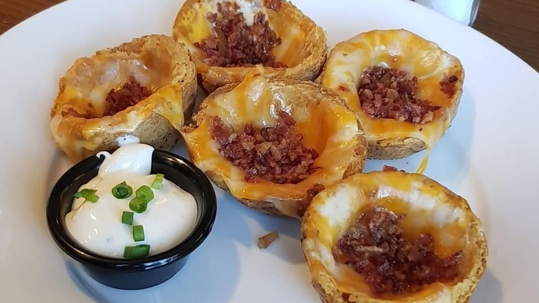 Potato skins and sour cream with chives at TGI Fridays.