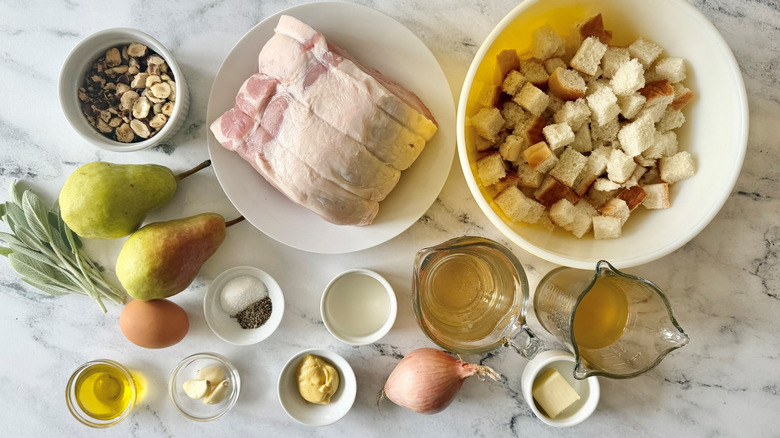 Ingredients for pear-stuffed pork loin