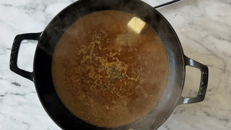 Pan sauce with butter melting into it