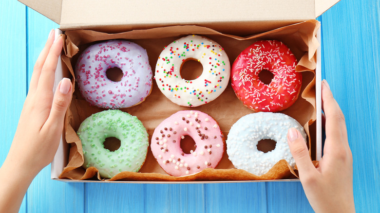 Box of frosted donuts