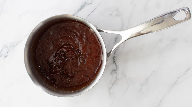 Barbecue sauce in saucepan