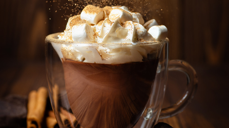 a cup of hot chocolate with marshmellows
