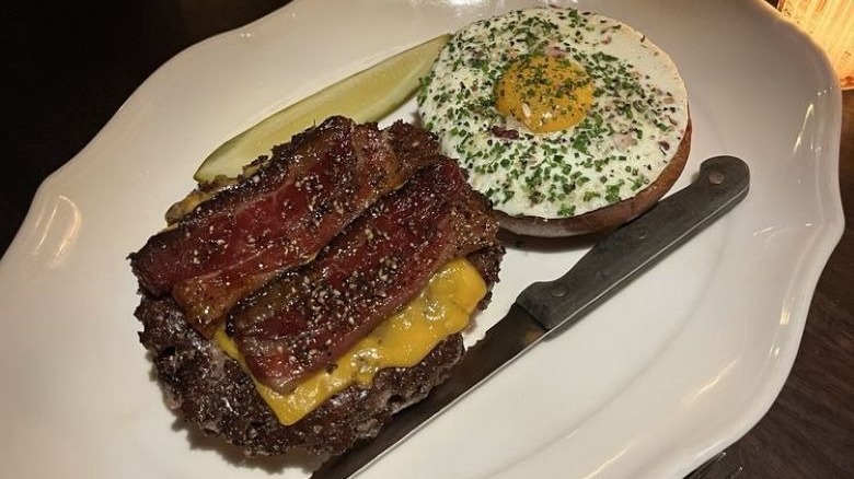 4 Charles Prime Rib Double Wagyu Burger cut