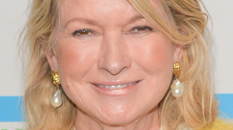 Martha Stewart with pearl earrings