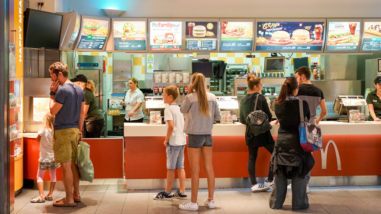 Customers at a McDonald's counter
