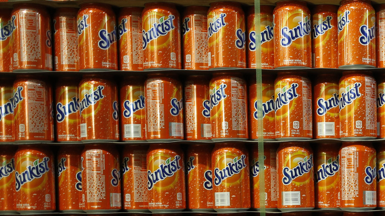 Close-up of Sunkist bottles