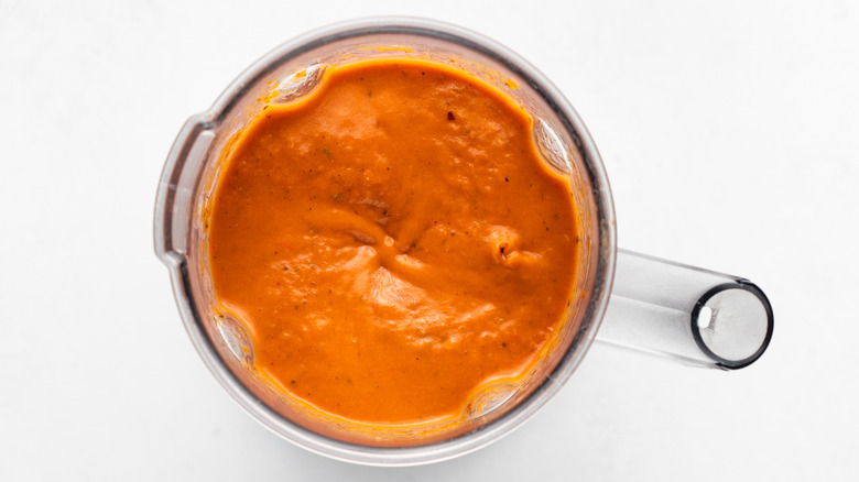 Marinara sauce in blender jug