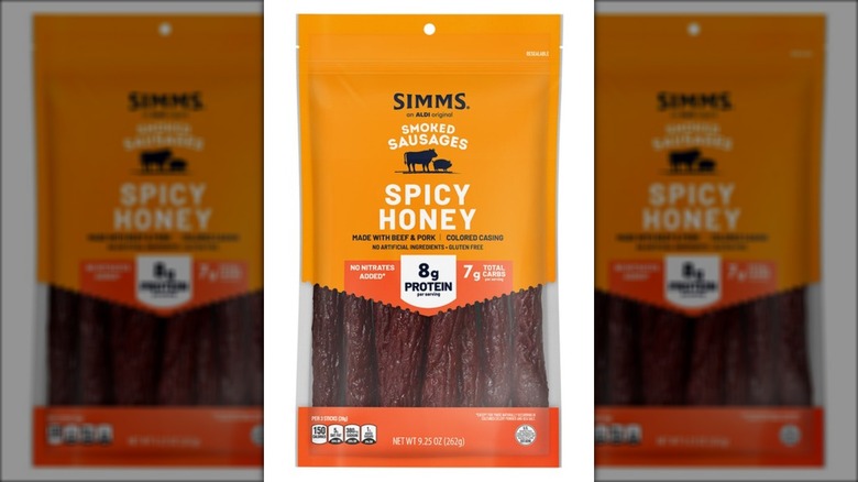 A package of cured smoked sausage snacks.
