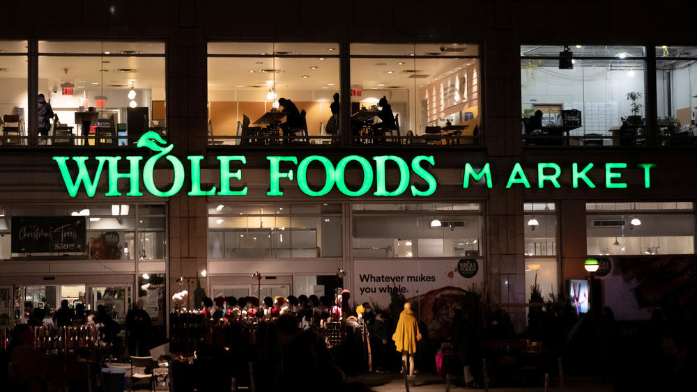 Whole Foods storefront at night