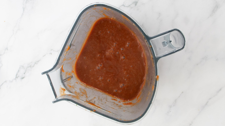 red enchilada sauce in blender