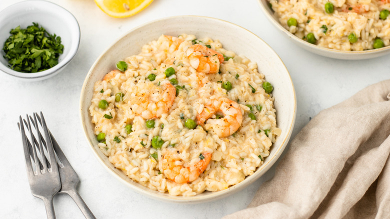Bowl of seafood risotto al limone