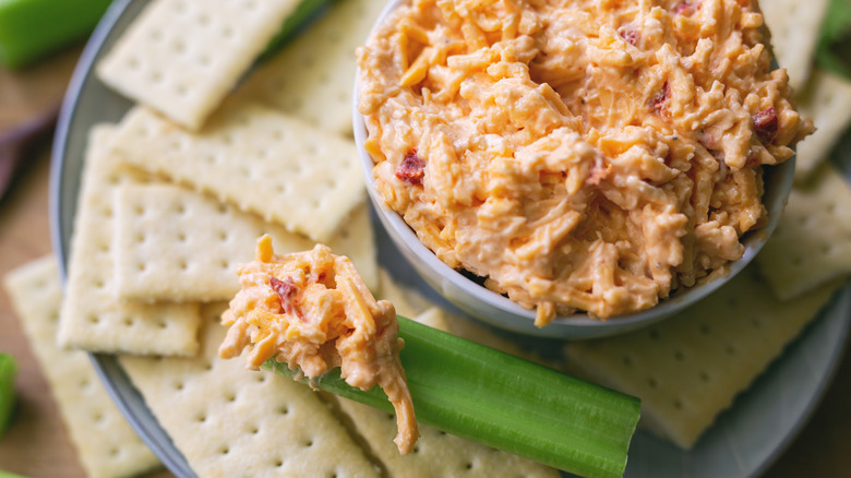 Pimiento cheese on celery