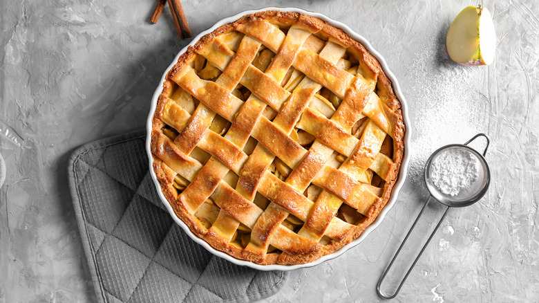 Latticed apple pie