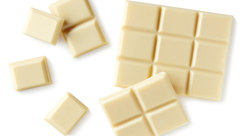 White chocolate broken into squares