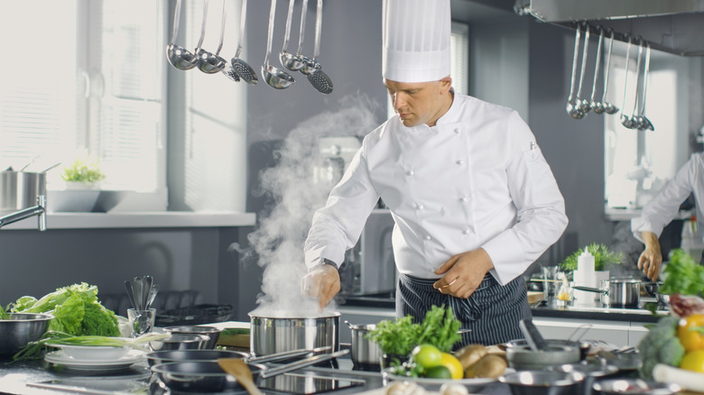 Chef making soup