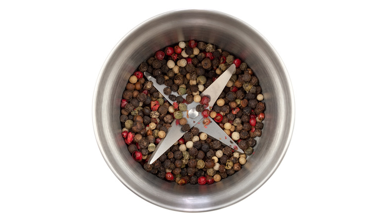 peppercorn mix in electric spice grinder