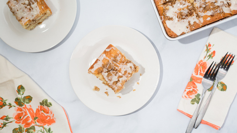 coffee cake served on table