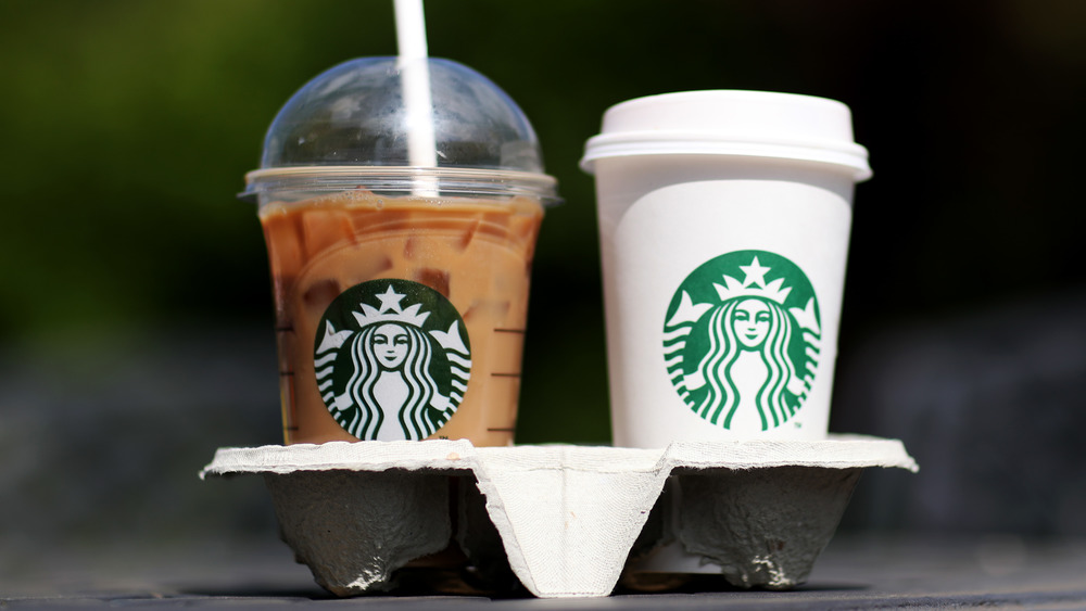 Two Starbucks drinks