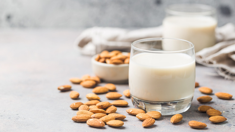 almond milk with almonds