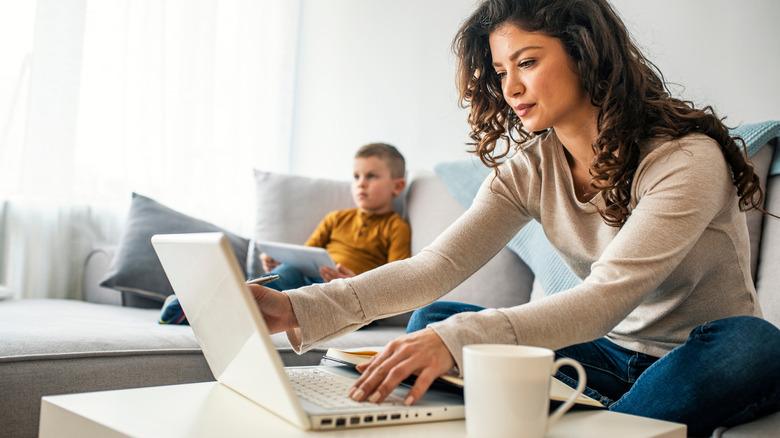 woman working from home