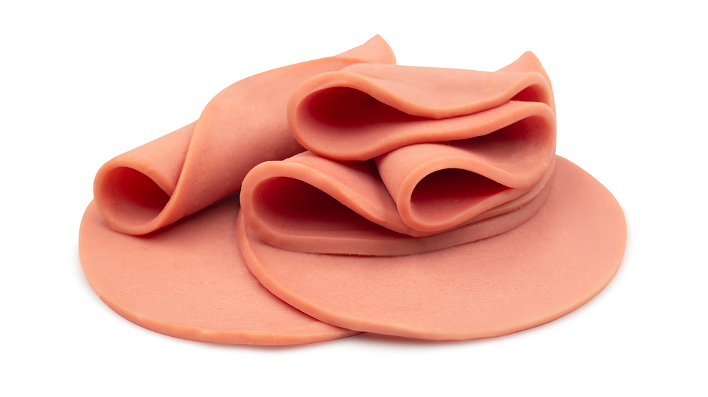 stacked slices of bologna