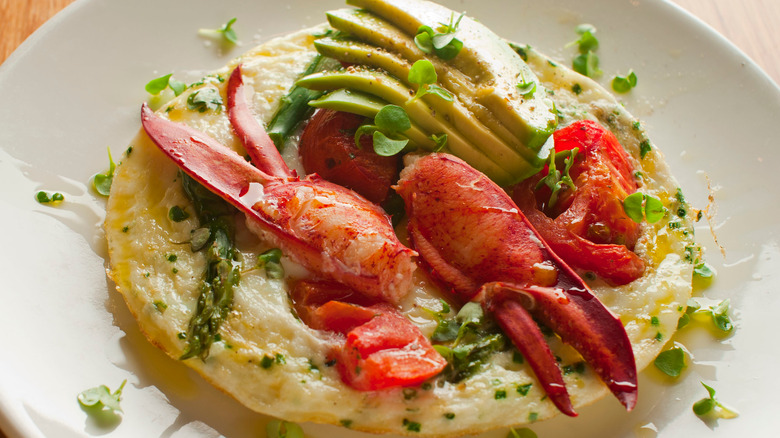 Lobster avocado omelet