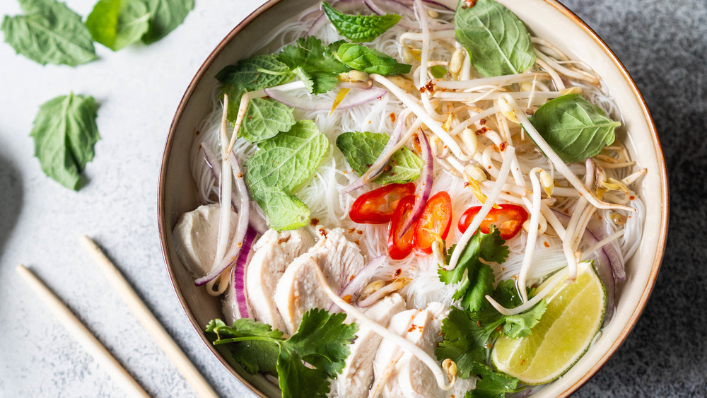 Pho with rice noodles