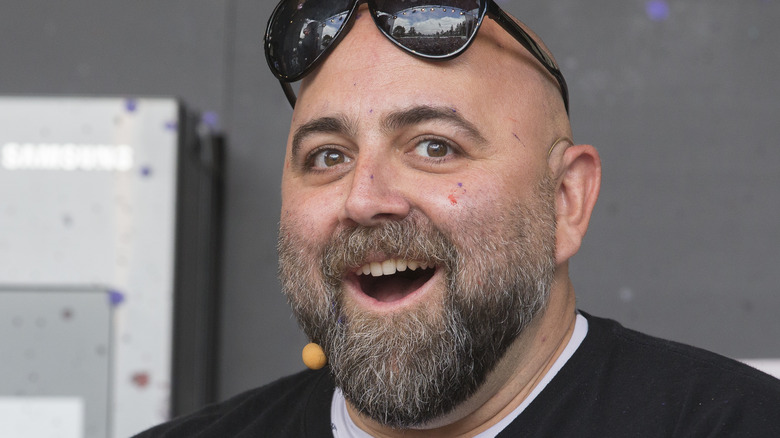 Duff Goldman in sunglasses with mouth open