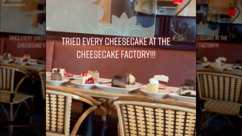 Cheesecake Factory cheesecakes set out on table