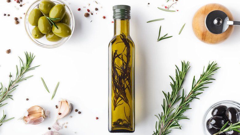 Olive oil in bottle